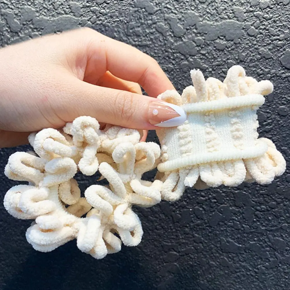 Women Elegant Solid Flods Plush Soft Elastic Hair Bands Ponytail Hold Hair Tie Scrunchie Rubber Band Fashion Hair Accessories