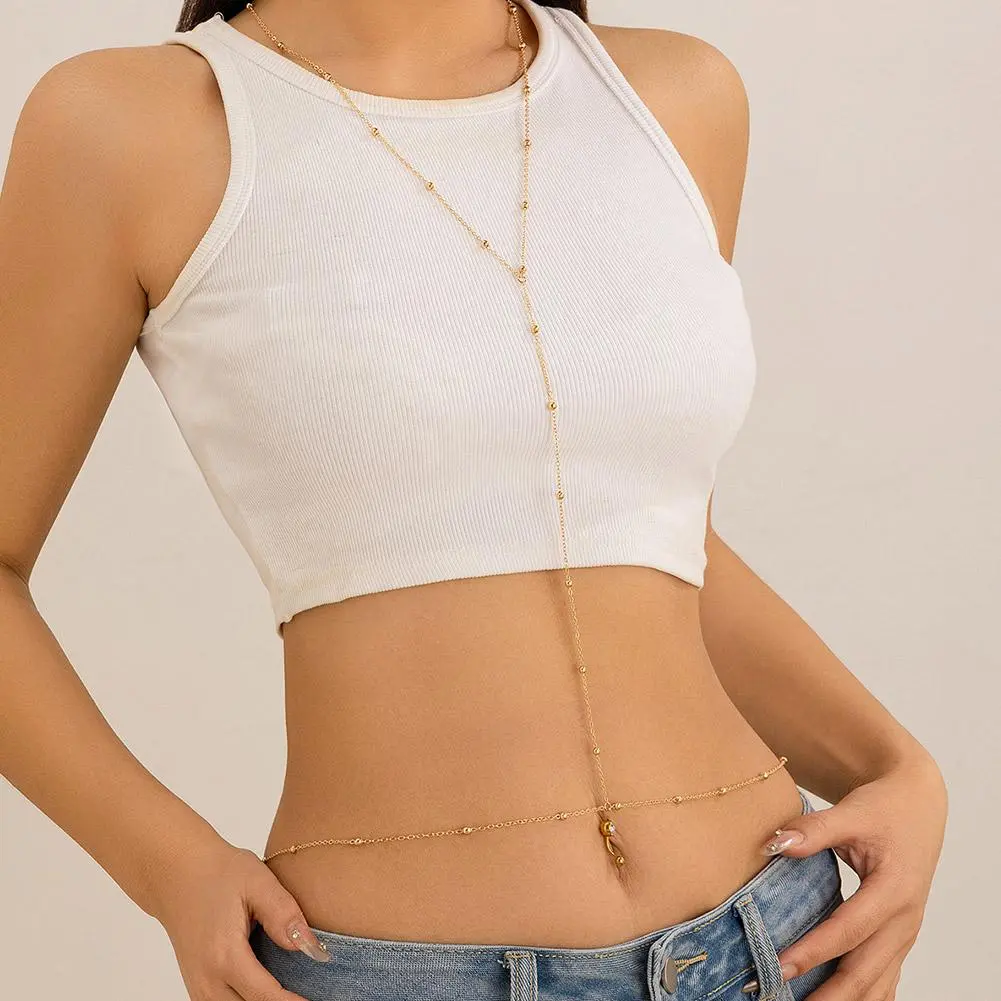 Women's Body Chain Cross Chest Breast Belly Body Chain Necklace For Women Girls Wedding Sexy Boho Body Jewelry Prom Party Y2C2