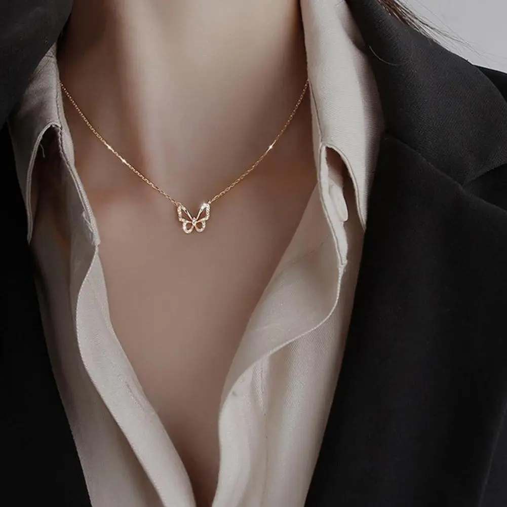 2024 New Butterfly Necklace Crystal Necklace For Girls Jewelry Korean Fashion Necklaces For Women Chain Accessories