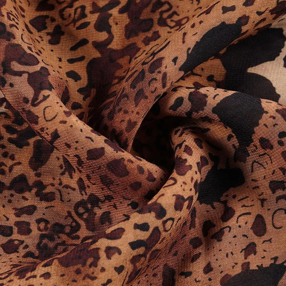 Fashion Leopard Scarf New Korean Fashion Chiffon Scarf Wrap Shawl Stole Scarves Wraps For Women Elegant Long Neck Large Scarf
