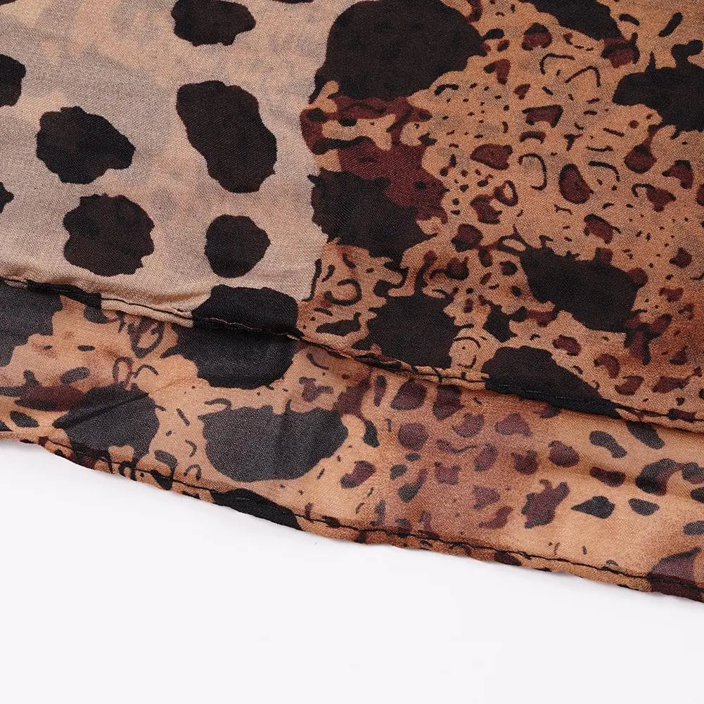 Fashion Leopard Scarf New Korean Fashion Chiffon Scarf Wrap Shawl Stole Scarves Wraps For Women Elegant Long Neck Large Scarf