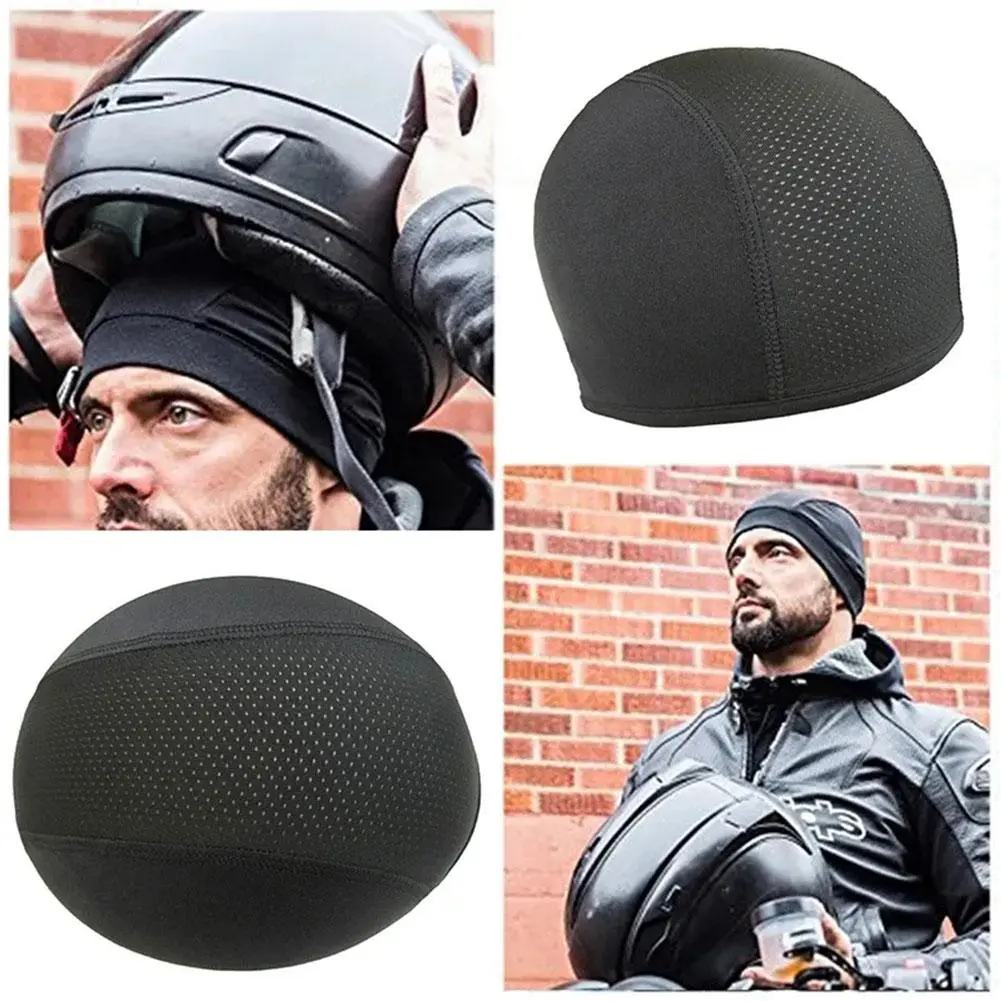 Cycling Quick Drying Helmet Hat Breathable Motorcycle Balaclavas Helmet Inner Sweat Wicking Hat for Men Women Sports Hat Caps