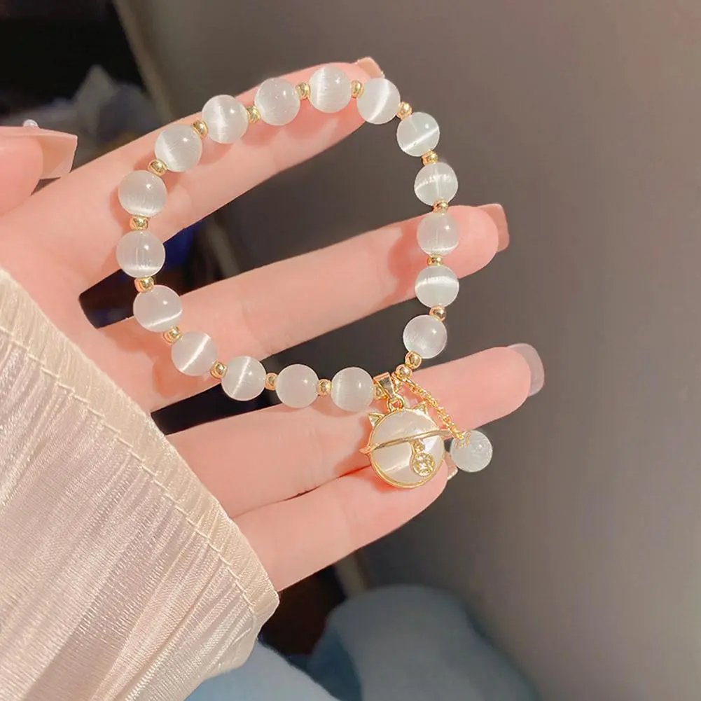 Zircon Butterfly Bracelet for Women Elastic Cat's Eye Stone Bracelet Personalized Temperament 2025 New In Fashion Jewelry