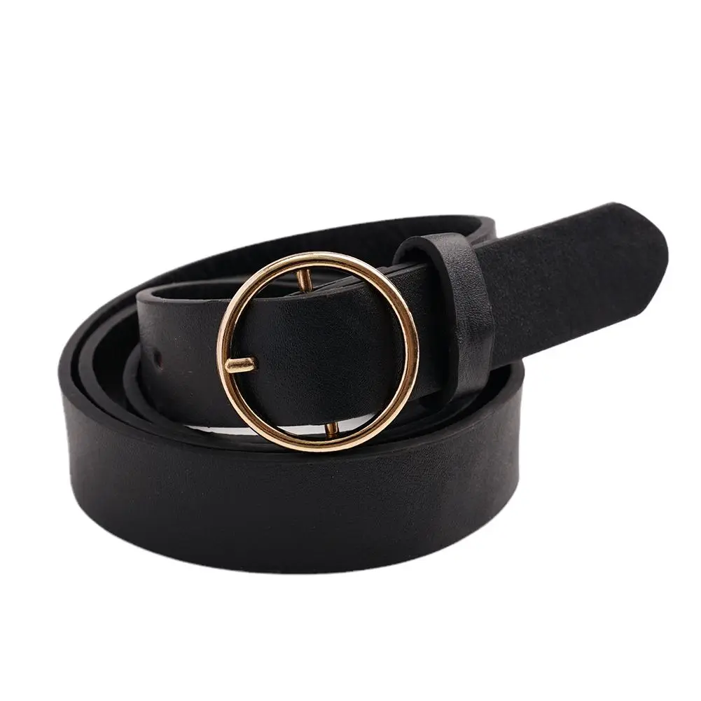 Round Vintage Women Belt Fashion Waist Belt Leather Metal Buckle For Ladies Leisure Dress Jeans Accessories Boho Waistband X3Z6