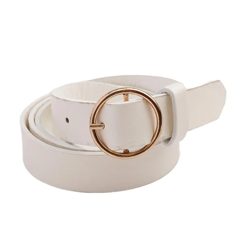 Round Vintage Women Belt Fashion Waist Belt Leather Metal Buckle For Ladies Leisure Dress Jeans Accessories Boho Waistband X3Z6