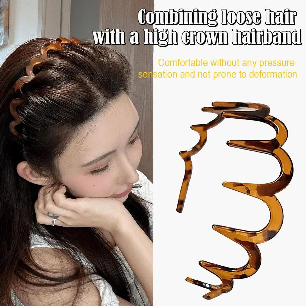 Wave Hair Hoop Toothed Headband Anti-slip Face Wash Texture Hairband Simple Fluffy Top Non-stuck Washing Face Cranial High A6D1