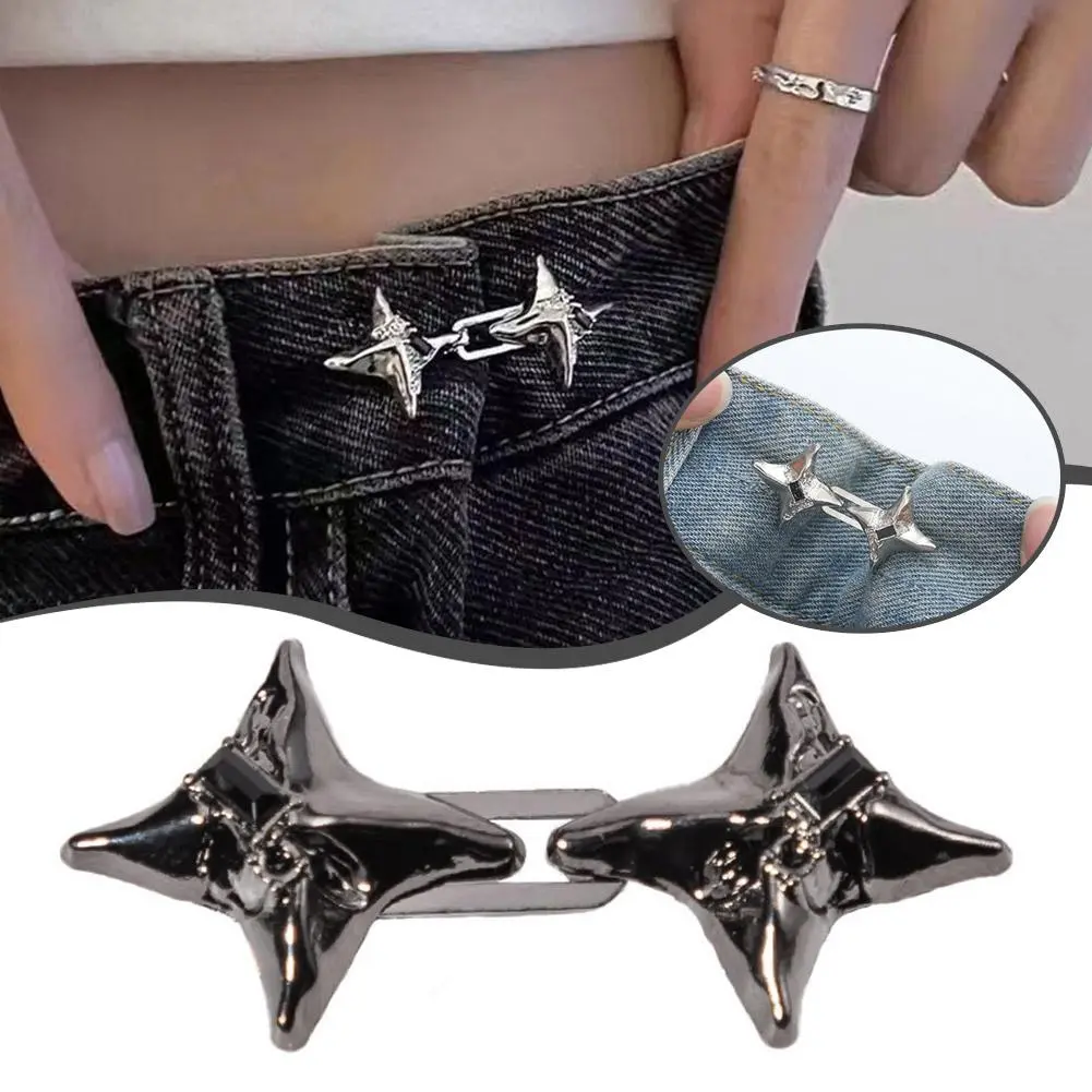 Temperament Four Pointed Star Waist Tightening Tool, Adjustable Waist Buckle, Fashionable Jeans, Fixed Waist Buckle