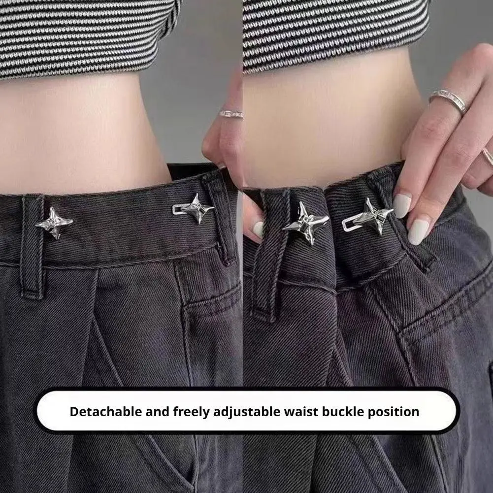 Temperament Four Pointed Star Waist Tightening Tool, Adjustable Waist Buckle, Fashionable Jeans, Fixed Waist Buckle