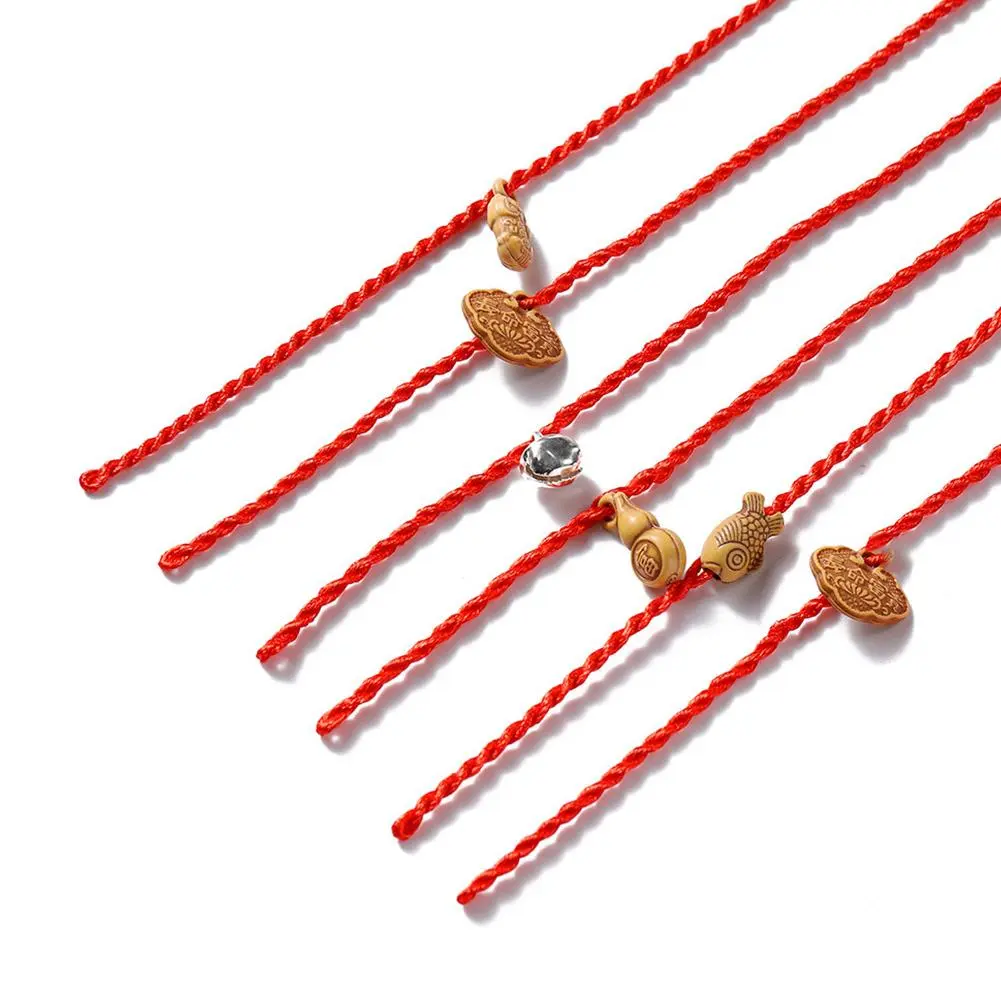 Hot Women Girls Chinese Knot Heart Leaf Rope Chain Lucky Charm Decent Red Rope Bracelets Animal Pandant Jewelry Gift