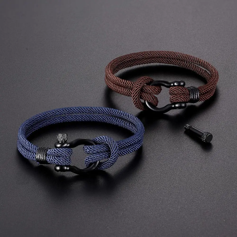 New Ocean Animal Shark Bracelet Men Multi-layer Adjustable 4mm Nylon Cord Chain Braslet Camping Jewelry Beach Accessories Joias