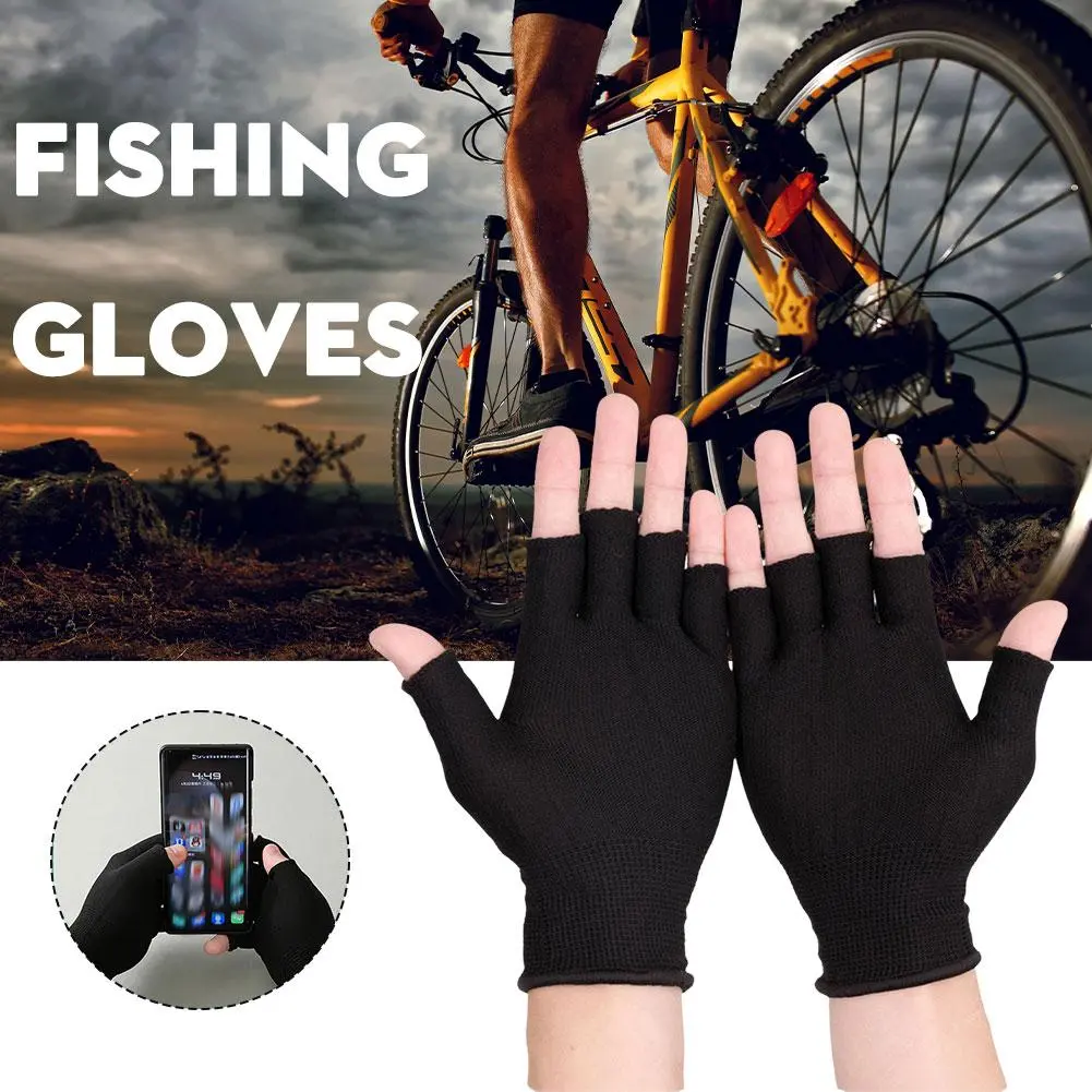 Fishing Takeout Express Three Fingers Bare Fingers Men's and Women's Gloves Ice Silk Touch Screen Sports Cycling Gloves