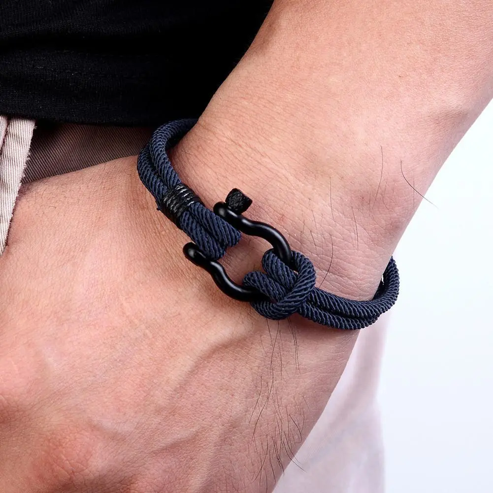 New Ocean Animal Shark Bracelet Men Multi-layer Adjustable 4mm Nylon Cord Chain Braslet Camping Jewelry Beach Accessories Joias