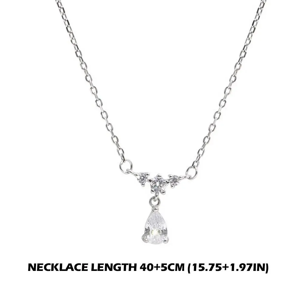 Fashion Water Drop Pendant Necklace Clavicle Chain Women Trendy Simple Tiny Rhinestone Jewelry Temperament Party Wedding Gift