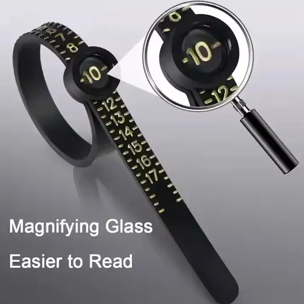 US/HK/EU/UK Size Ruler Measuring Tape Measuring Tool Annular Coil Finger Size Filter with Magnifying Glass