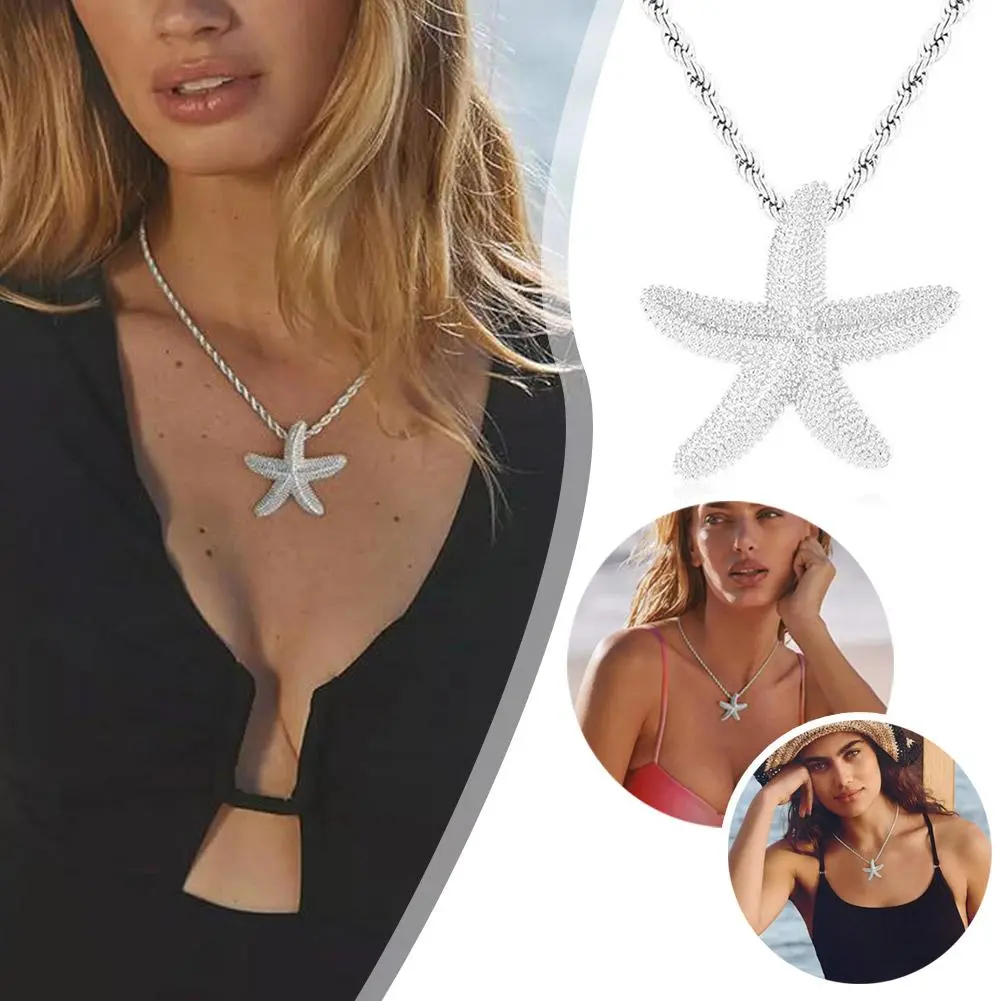 Fake 18K Golden Plated Copper Metal Necklace Ocean Gift Shaped Pendant Collection Jewellery Star Necklace Exaggerated Hop H E2N5