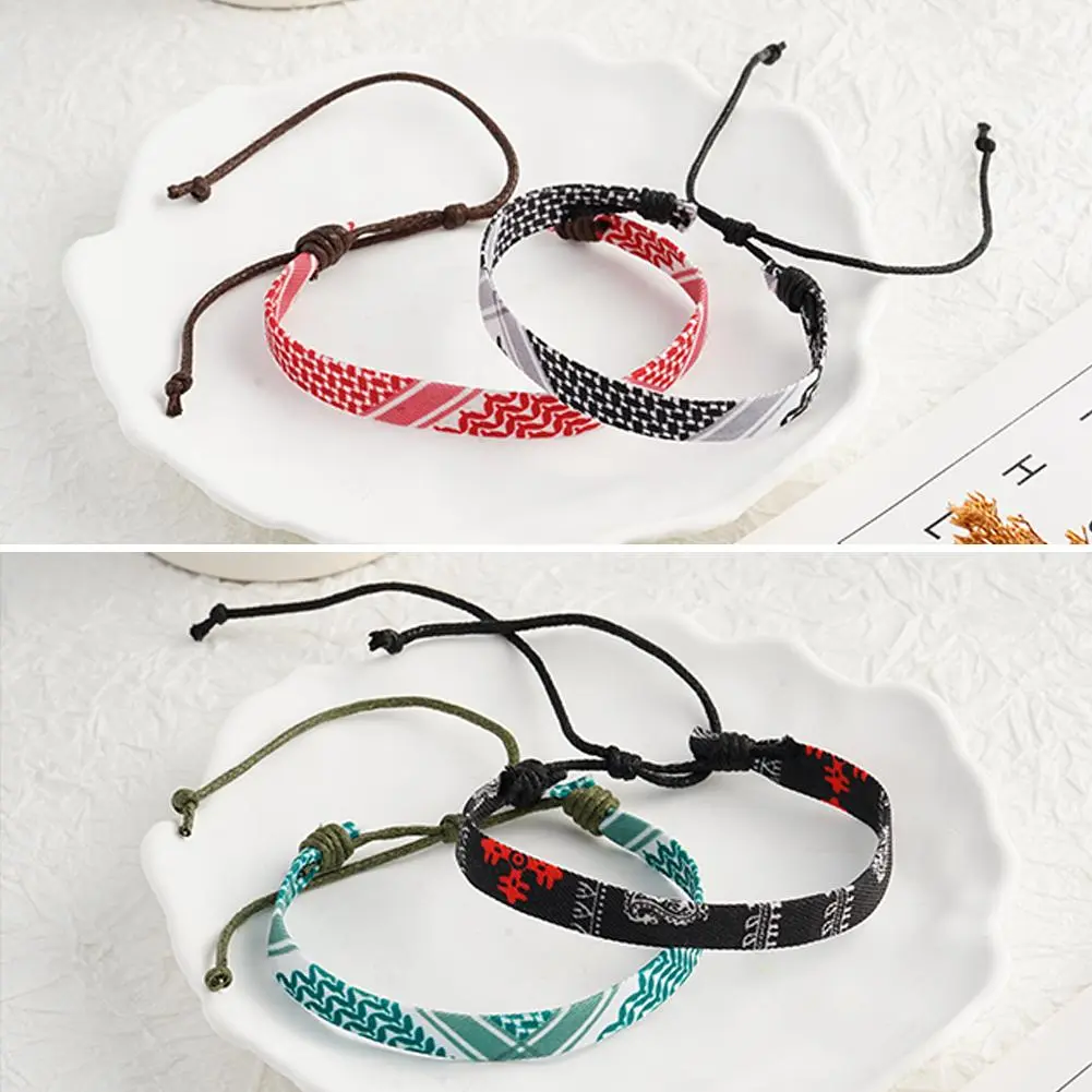 Multicolour Weave Kufiya Patterns Bracelets Handband Traditional Keffiyeh Scarf Patterns Arabic Hand Rope Jewelry Gift