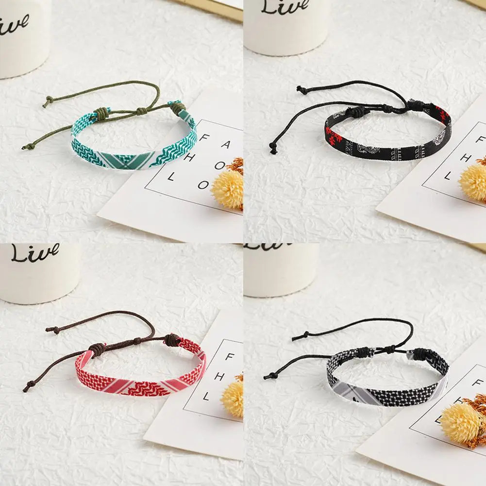 Multicolour Weave Kufiya Patterns Bracelets Handband Traditional Keffiyeh Scarf Patterns Arabic Hand Rope Jewelry Gift