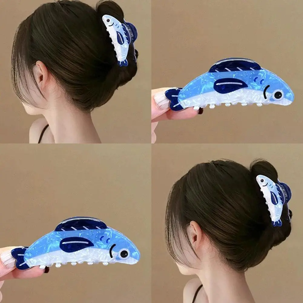 Summer Trendy Sardine Clip Hair Clip Cute Texture Shark Female Ornaments Slip Non Ponytail Hair Clip Clip R8W0
