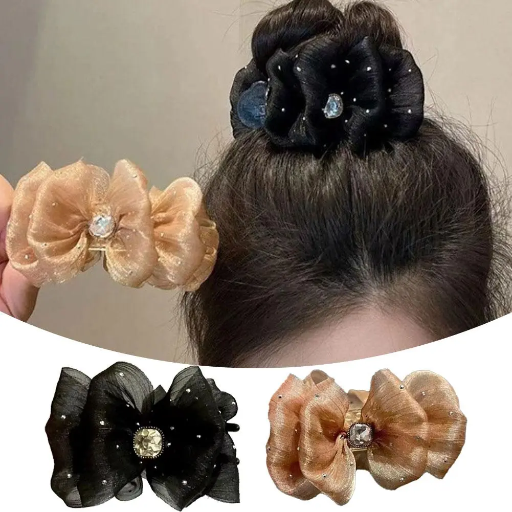 Exquisite Water Diamond Bow Hairpin Hair Clip Fairy Style Temperament Hair Claw Accessory A Hairstyle For Daily Use N0I5