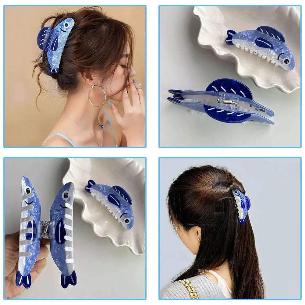 Summer Trendy Sardine Clip Hair Clip Cute Texture Shark Female Ornaments Slip Non Ponytail Hair Clip Clip R8W0