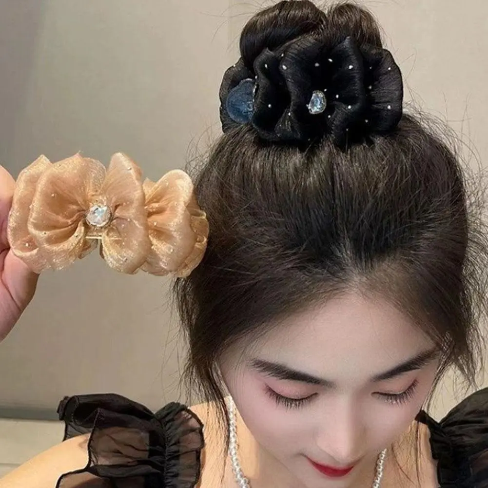 Exquisite Water Diamond Bow Hairpin Hair Clip Fairy Style Temperament Hair Claw Accessory A Hairstyle For Daily Use N0I5