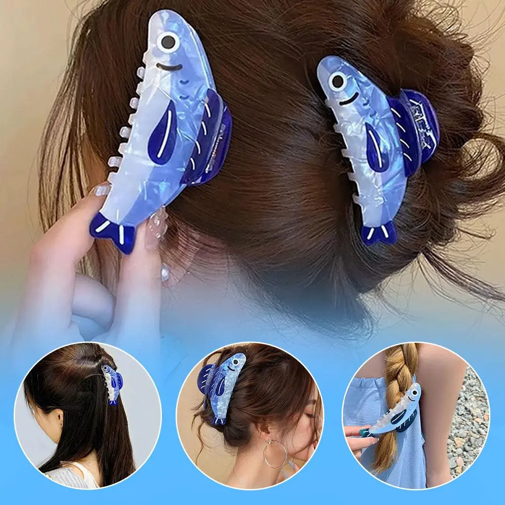 Summer Trendy Sardine Clip Hair Clip Cute Texture Shark Female Ornaments Slip Non Ponytail Hair Clip Clip R8W0