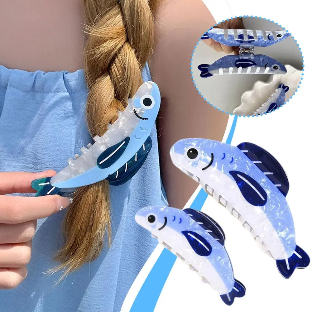 Summer Trendy Sardine Clip Hair Clip Cute Texture Shark Female Ornaments Slip Non Ponytail Hair Clip Clip R8W0
