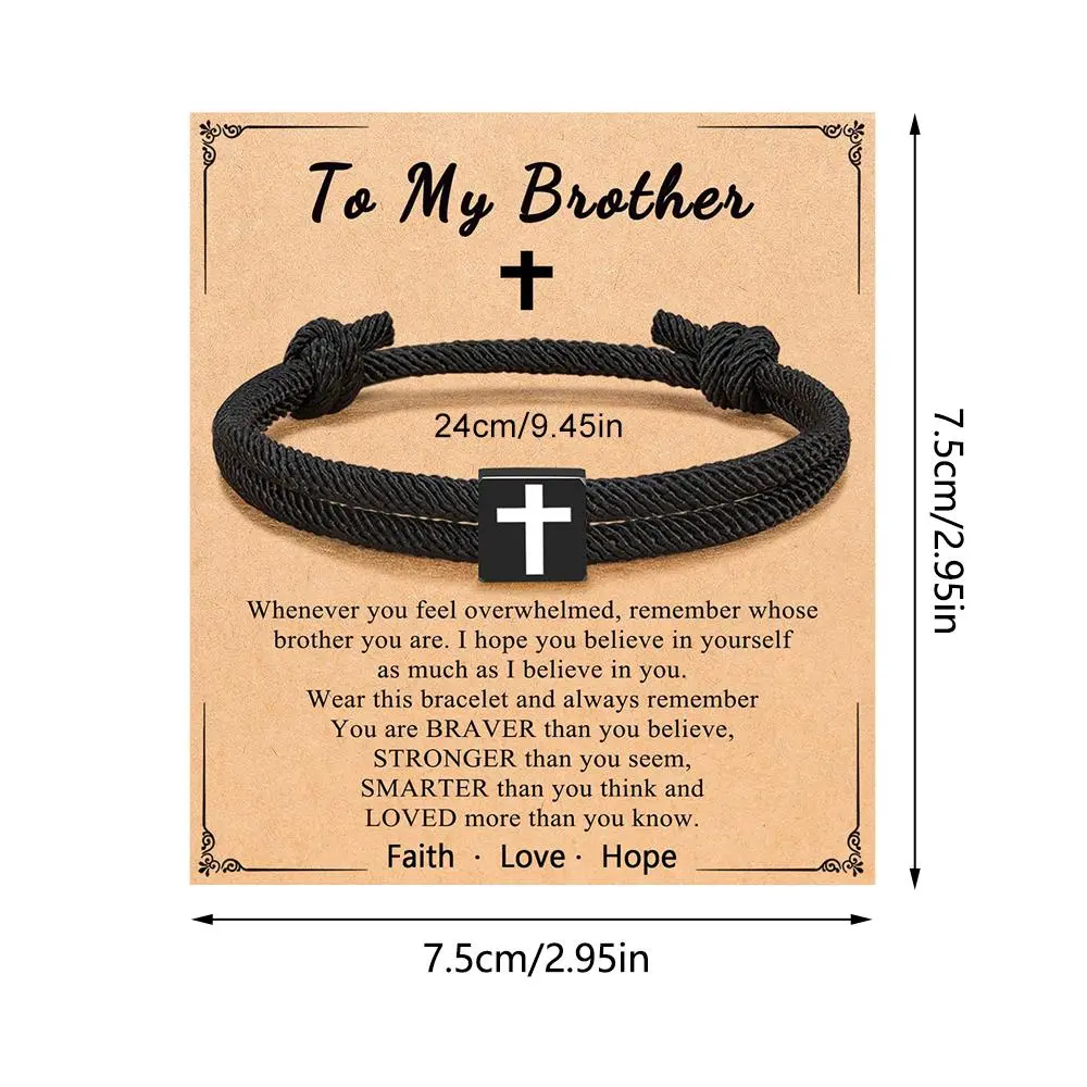 Son Bracelet Easter Basket Stuffers To My Son Braided Rope Adjustable Cross Bracelet Graduation Easter Christian Baptism Gifts