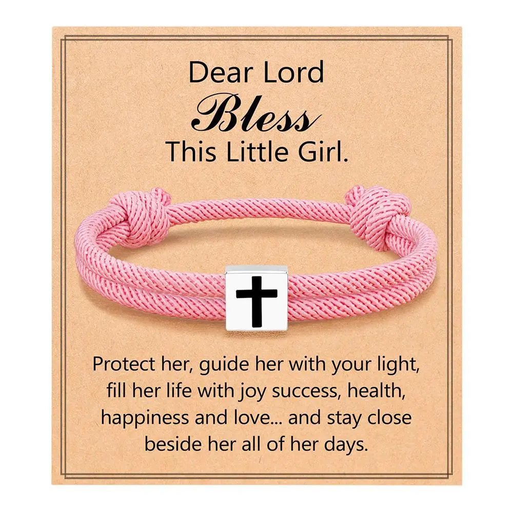 Son Bracelet Easter Basket Stuffers To My Son Braided Rope Adjustable Cross Bracelet Graduation Easter Christian Baptism Gifts