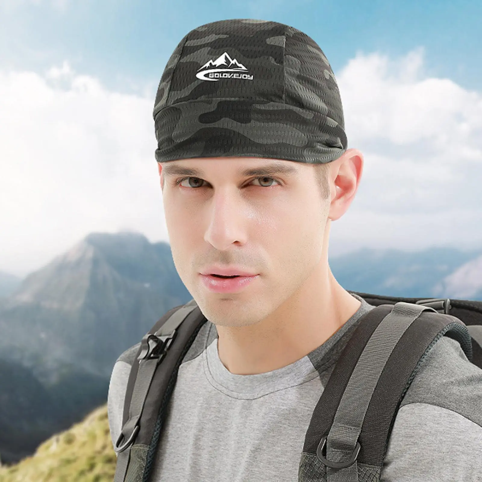Summer Cycling Skull Cap for Men Motorcycle Under Helmet Liner Hat Sweat-Wicking Quick Dry Breathable Sports Cooling Beanie Cap