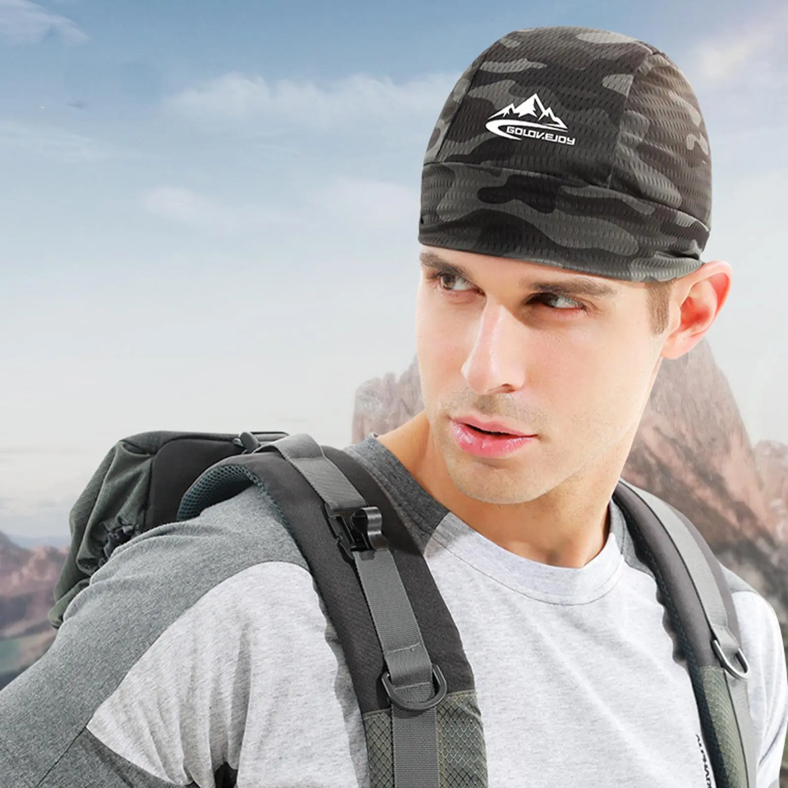 Summer Cycling Skull Cap for Men Motorcycle Under Helmet Liner Hat Sweat-Wicking Quick Dry Breathable Sports Cooling Beanie Cap