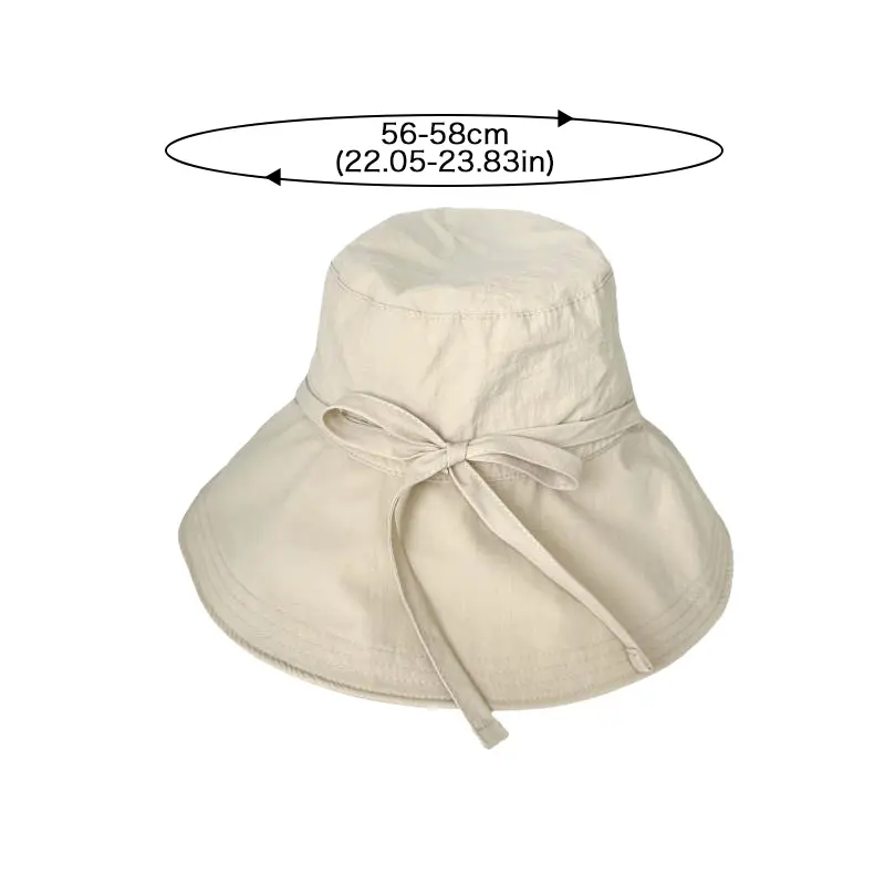 Summer Bucket Hat for Women Y2K Bow Lace-up Fisherman Cap Outdoor Sunscreen Anti-UV  Wide Brim Panama Hats