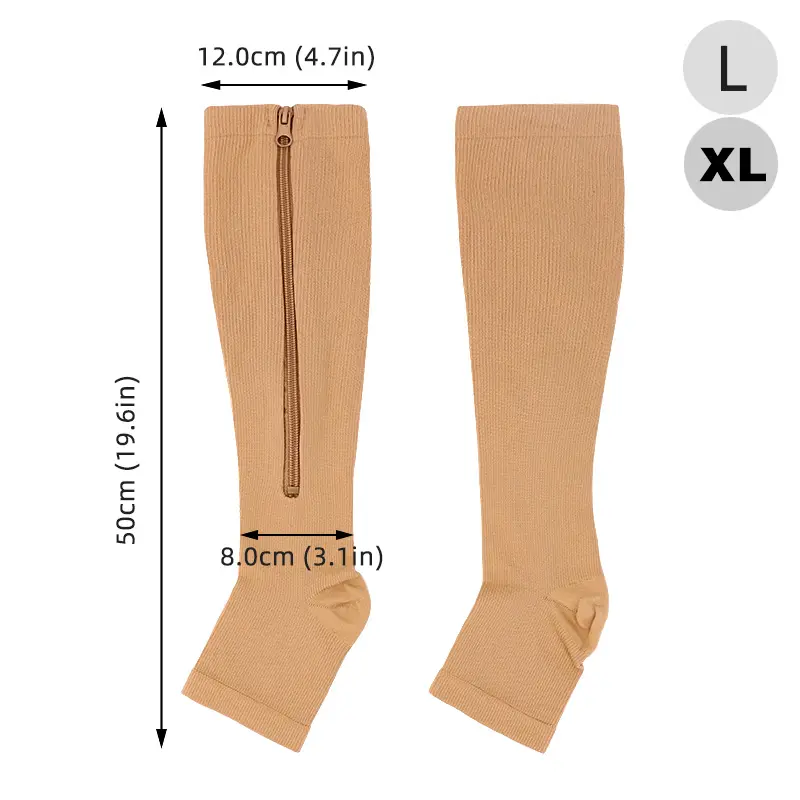 Burn Fat Zipper Compression Socks Women's Slim Sleeping Beauty Leg  Prevent Varicose Veins Socks Medias De Mujer