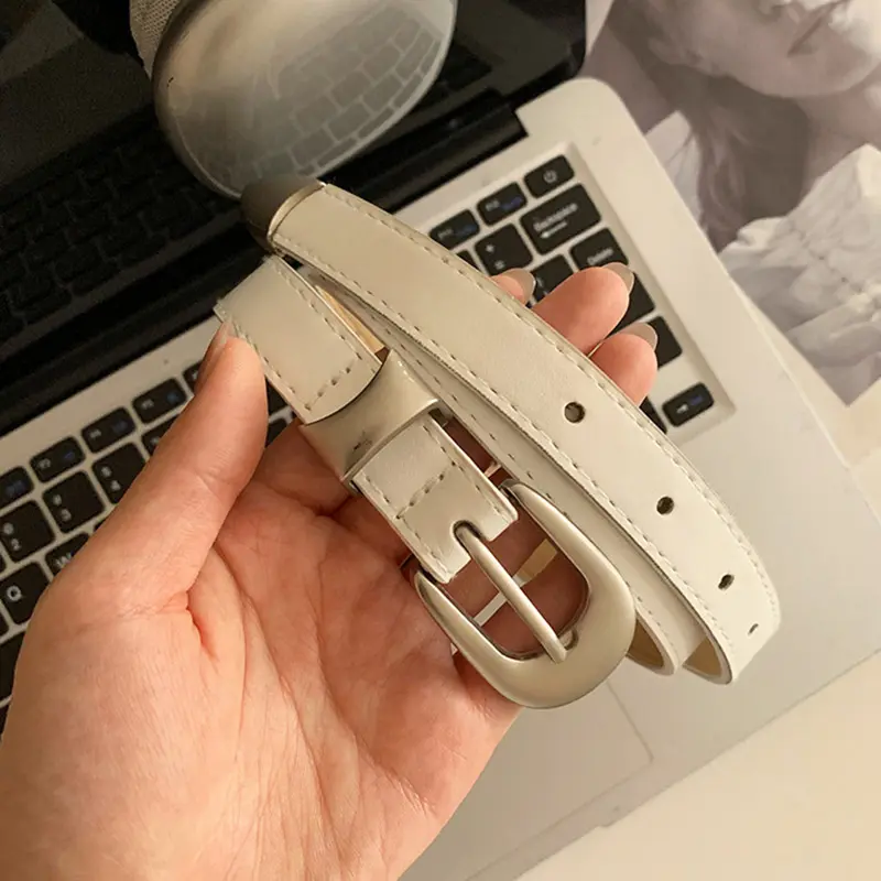 Punk Metal Buckle Thin Belts for Women Y2K Girls PU Leather Waistband Vintage Gothic Pants Jeans Dress Lady Decor Belts