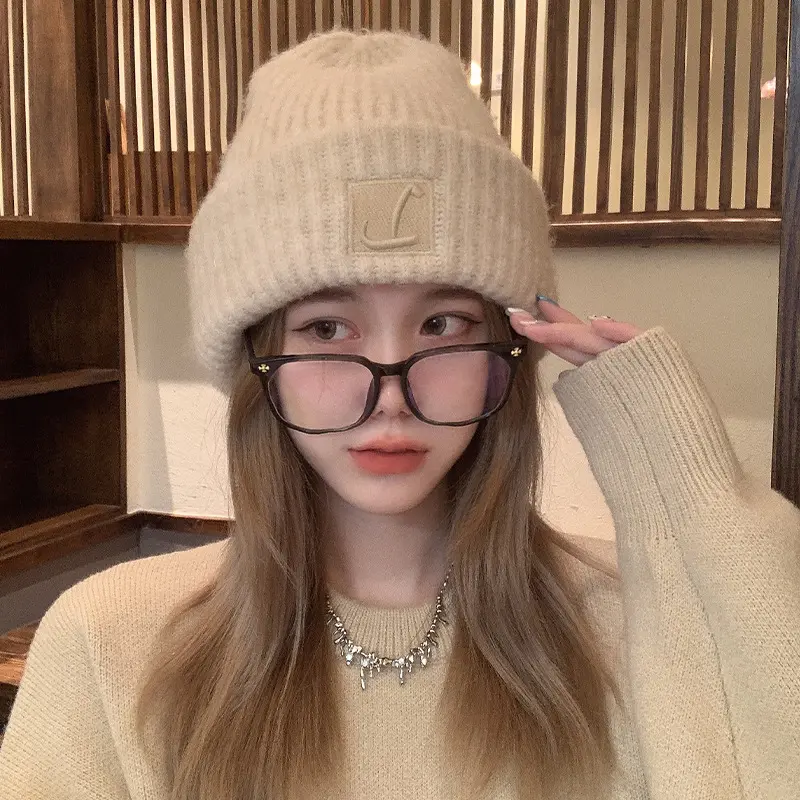 New Winter Women Beanie Cap Soft Thick Knitted Hat for Female Girls Korean Solid Color Warm Skullies Caps Bonnet