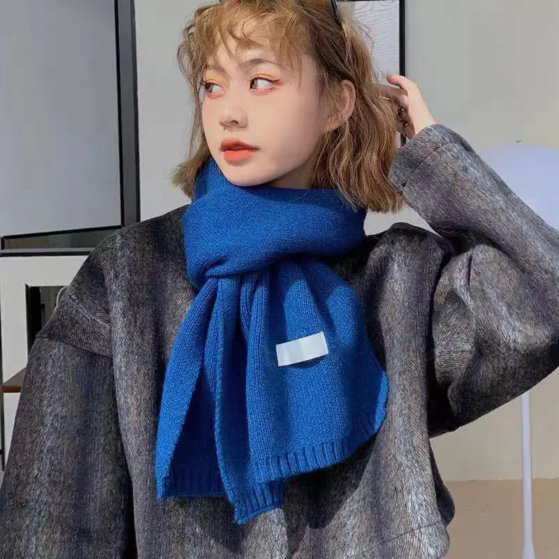 Winter Cashmere Scarf for Women Solid Color Warm Knitted Wool Shawl Wraps Female Thick Soft Pashmina Neckerchief