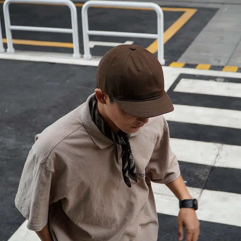 Retro Short Brim Baseball Cap Solid Color Adjustable Cotton Peaked Cap for Men Women Summer Casual Hip Hop Sun Hats