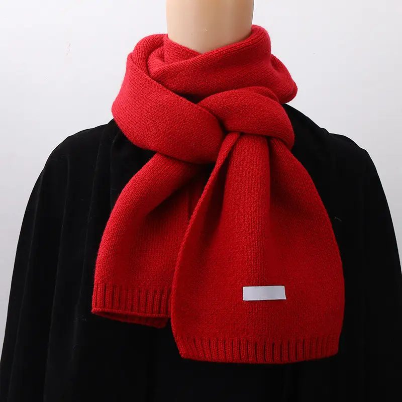Winter Cashmere Scarf for Women Solid Color Warm Knitted Wool Shawl Wraps Female Thick Soft Pashmina Neckerchief