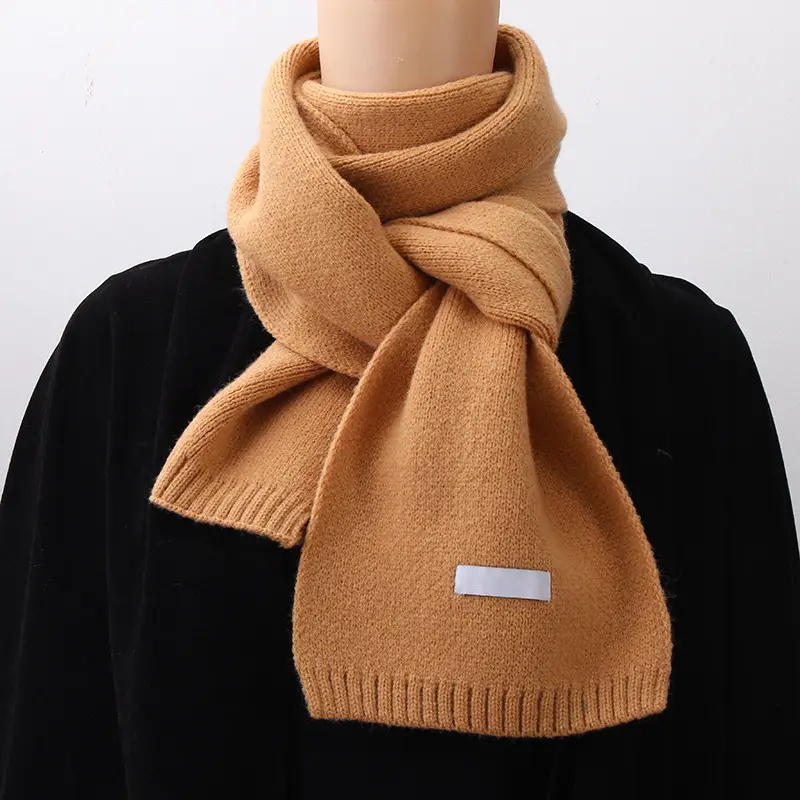 Winter Cashmere Scarf for Women Solid Color Warm Knitted Wool Shawl Wraps Female Thick Soft Pashmina Neckerchief