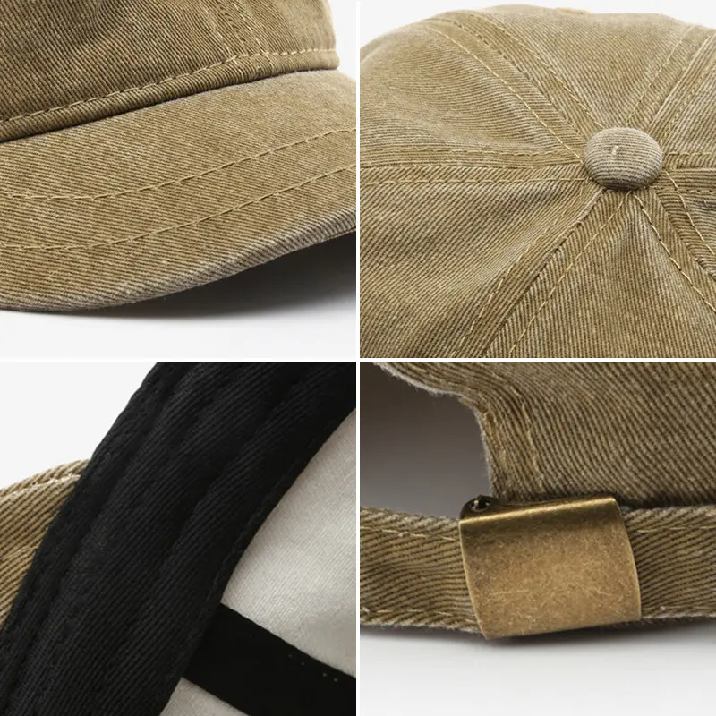 Retro Short Brim Baseball Cap Solid Color Adjustable Cotton Peaked Cap for Men Women Summer Casual Hip Hop Sun Hats