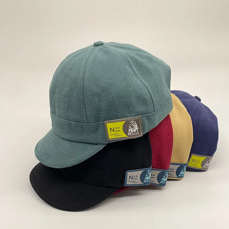 Retro Baseball Cap Women Men Solid Color Short Brim Peaked Hat Adjustable Hip Hop Female Duck Tongue Caps