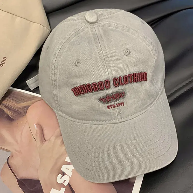 Korean Letter Baseball Caps for Women Summer Outdoor Sun Protection Hat Adjustable Solid Color Female Lady Peaked Cap