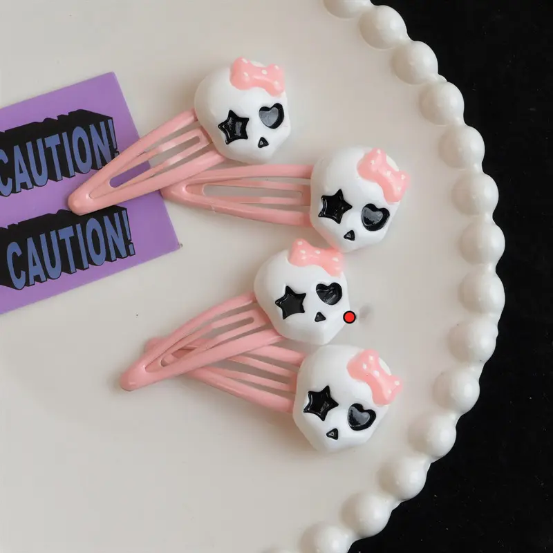 2Pcs/Set Korean Y2K Pink Bow Hair Clip For Women Harajuku Hairpin Kpop Spice Girl Funny Hair Clips Halloween Hair Accessorie
