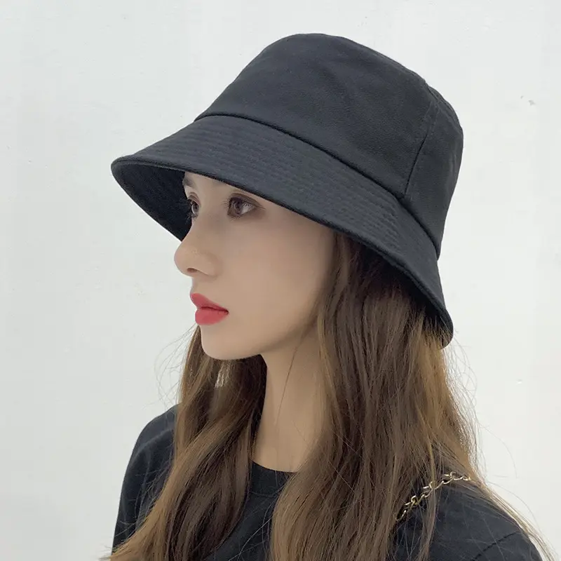 Solid Color Bucket Hat for Women Summer Wide Brim Fordable Sun Visors Hats Cotton Sunshade Fishermen Caps