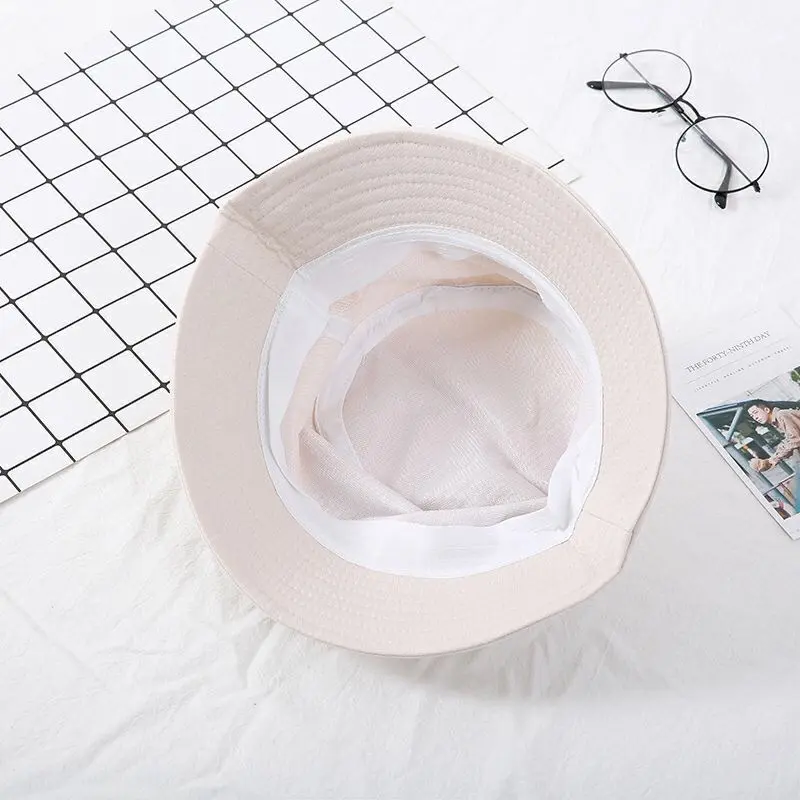 Solid Color Bucket Hat for Women Summer Wide Brim Fordable Sun Visors Hats Cotton Sunshade Fishermen Caps