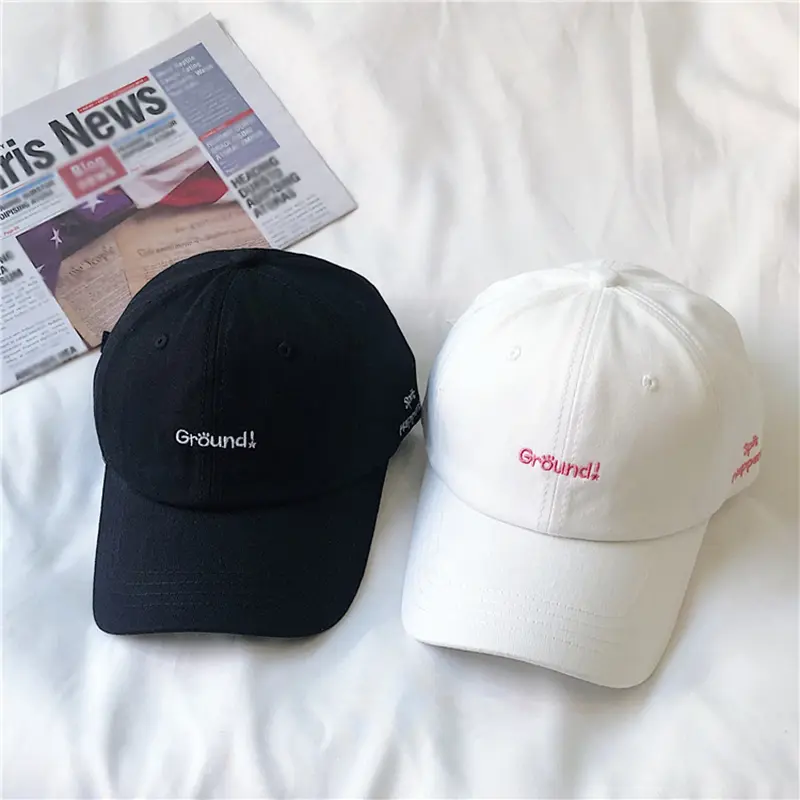 Korean Ins Baseball Cap for Women Men Letter Embroidery Snapback Hat Soft Cotton Adjustable Couple Solid Color Sun Hats