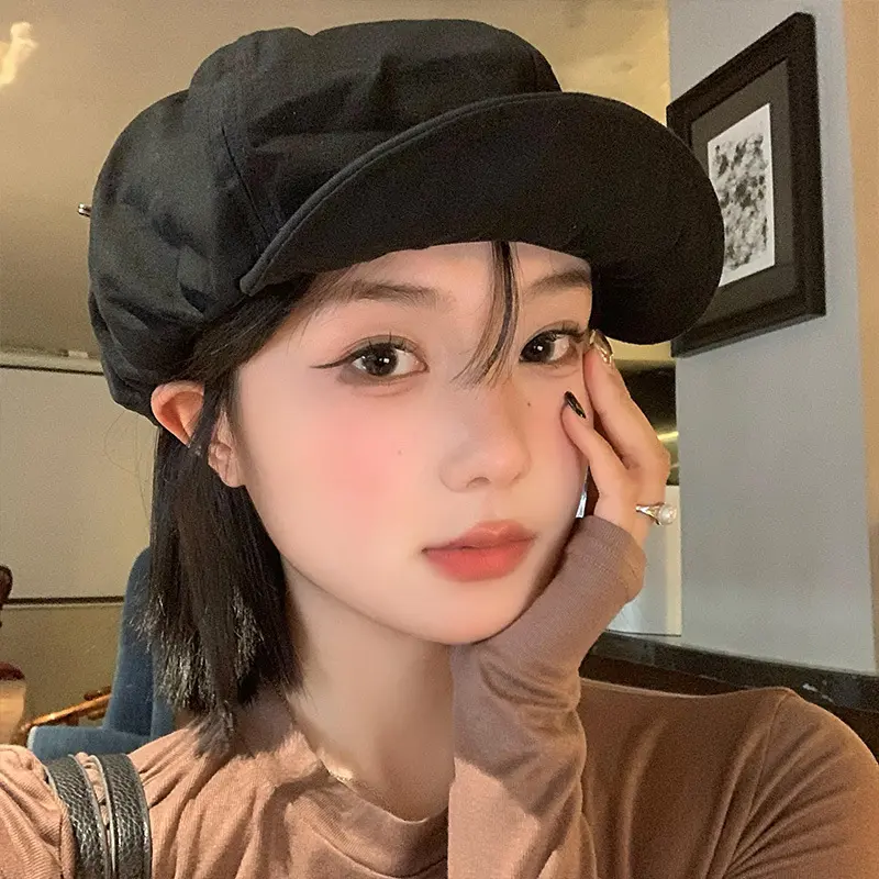 Japanese Berets for Women Harajuku Retro Cotton Hemp Octagonal Cap Oversized Summer Thin Lady Girl Newsboy Hats