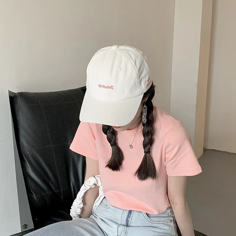 Korean Ins Baseball Cap for Women Men Letter Embroidery Snapback Hat Soft Cotton Adjustable Couple Solid Color Sun Hats
