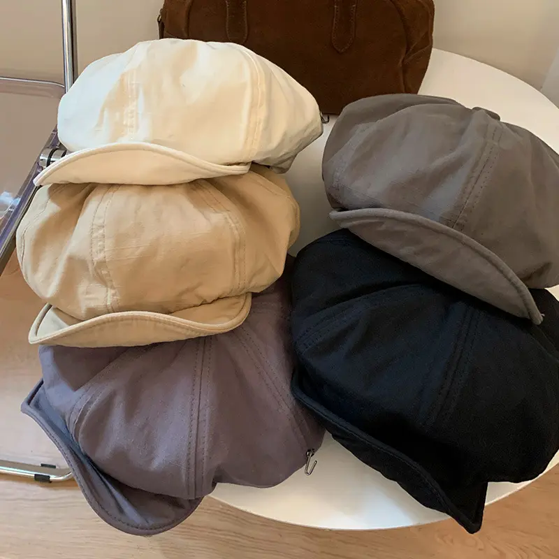 Japanese Berets for Women Harajuku Retro Cotton Hemp Octagonal Cap Oversized Summer Thin Lady Girl Newsboy Hats