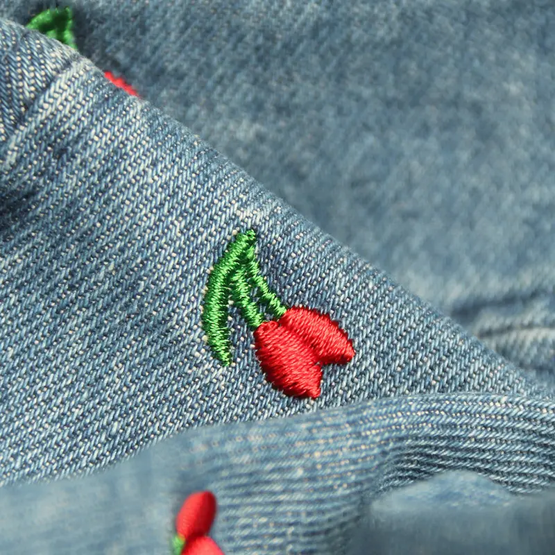 Korean Embroidered Heart Bucket Hat for Women Washed Denim Fisherman Cap Unisex Bob Caps Summer Panama Hats